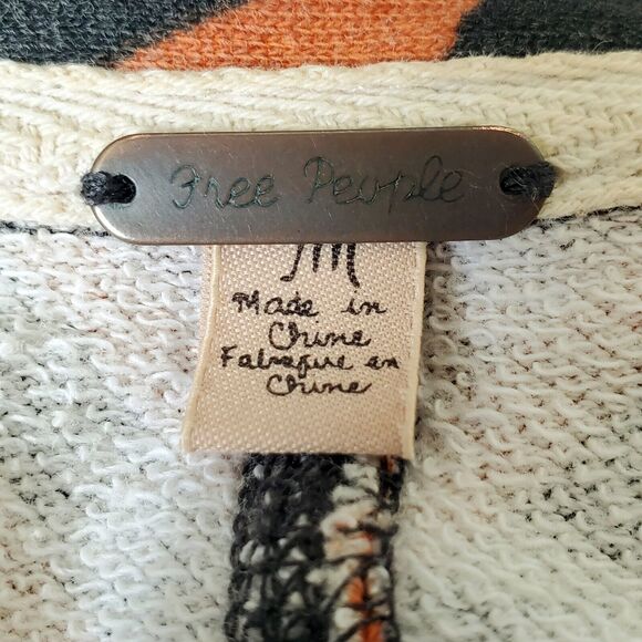 Free People Jacket Womens Medium Multicolor Geometric Tribal Cotton Knit Draped - Picture 10 of 12